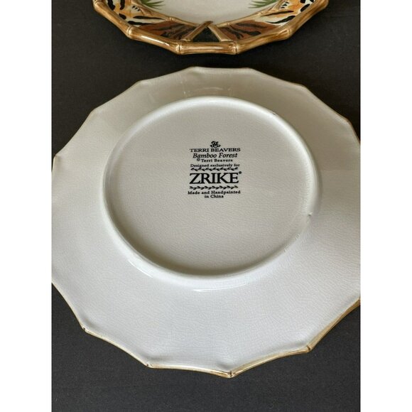 Set of 4 ZRIKE BAMBOO FOREST Hand painted 8" Plates Terri Beavers - Picture 6 of 8